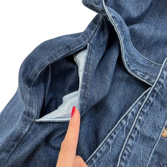 Boyish by Her Troy Denim Belted Cargo Pocket Button Front Jumpsuit Size Medium - Picture 7 of 8